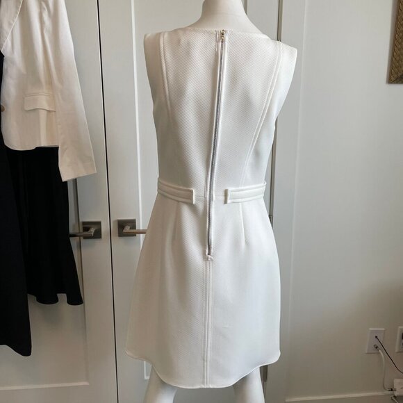 Judith & Charles Sleeveless Boat Nk Split V Fit & Flare Lined Dress White Sz 10 - Picture 11 of 16